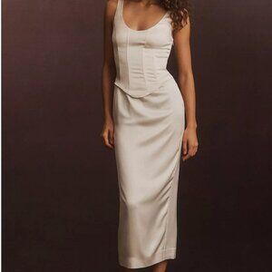 Reformation Elina Sleeveless Corset Satin Midi Dress